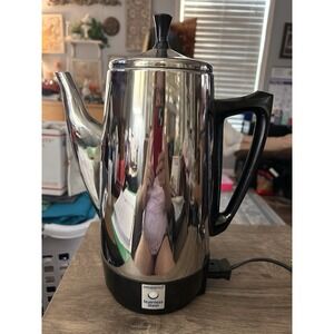 Vintage Electric 12 Cup Presto Stainless Steel Percolator.